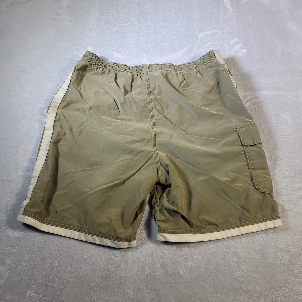Vintage Abercrombie Swim Trunks Mens L Olive Green Cargo Side Stripe Board Short - Picture 15 of 15